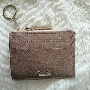 Kate Spade Burgess Court Rose Gold Glitter Card Holder with Keyring